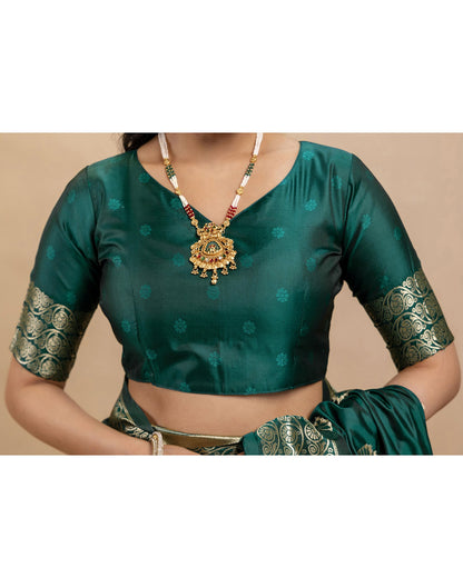 Rama Green Silk Woven Banarasi Saree
