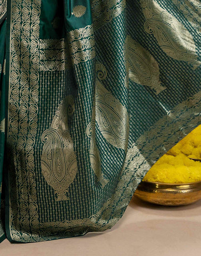 Rama Green Silk Woven Banarasi Saree