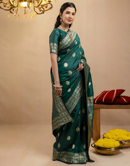 Rama Green Silk Woven Banarasi Saree