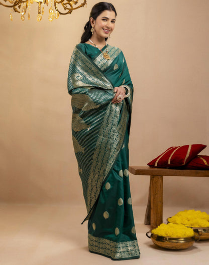 Rama Green Silk Woven Banarasi Saree