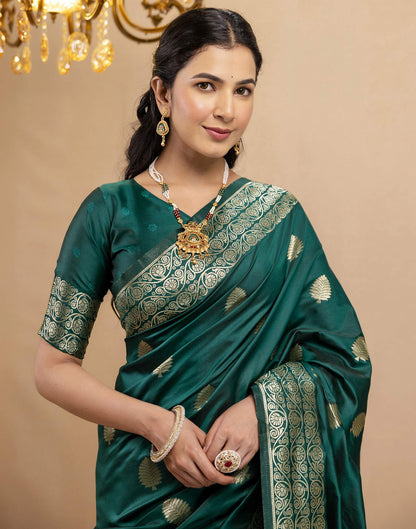 Rama Green Silk Woven Banarasi Saree