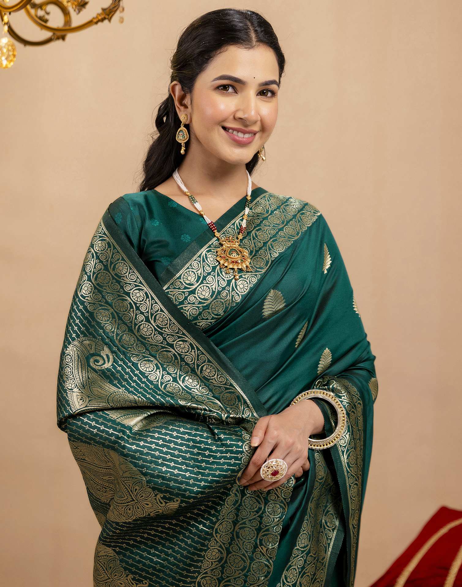 Rama Green Silk Woven Banarasi Saree
