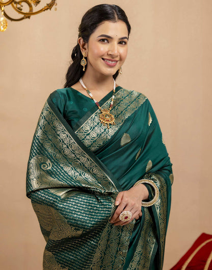Rama Green Silk Woven Banarasi Saree