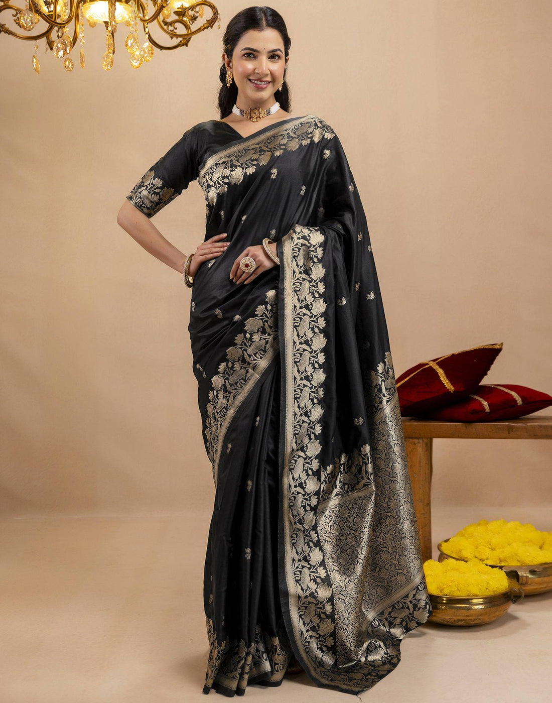 Black Silk Woven Banarasi Saree
