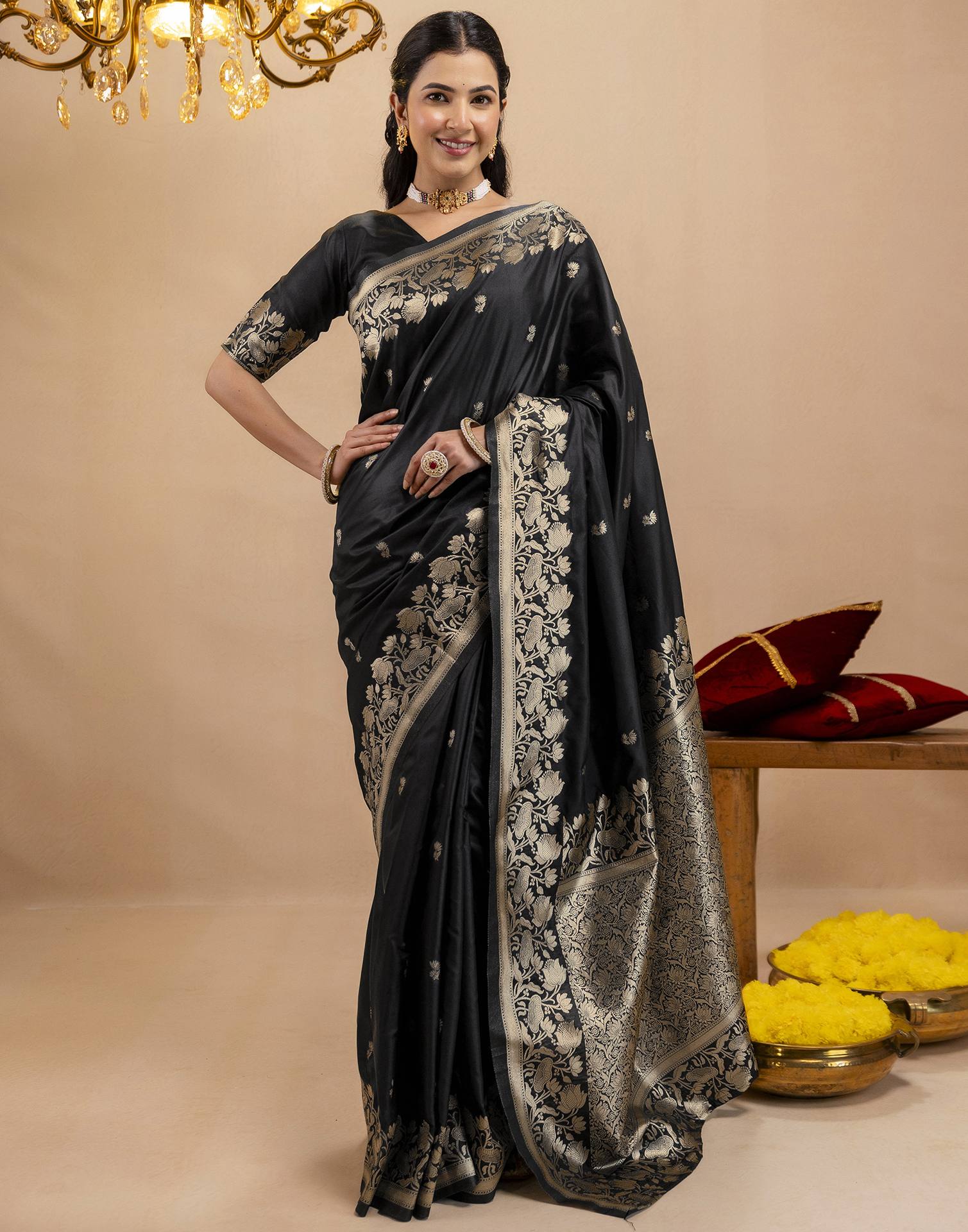 Black Silk Woven Banarasi Saree