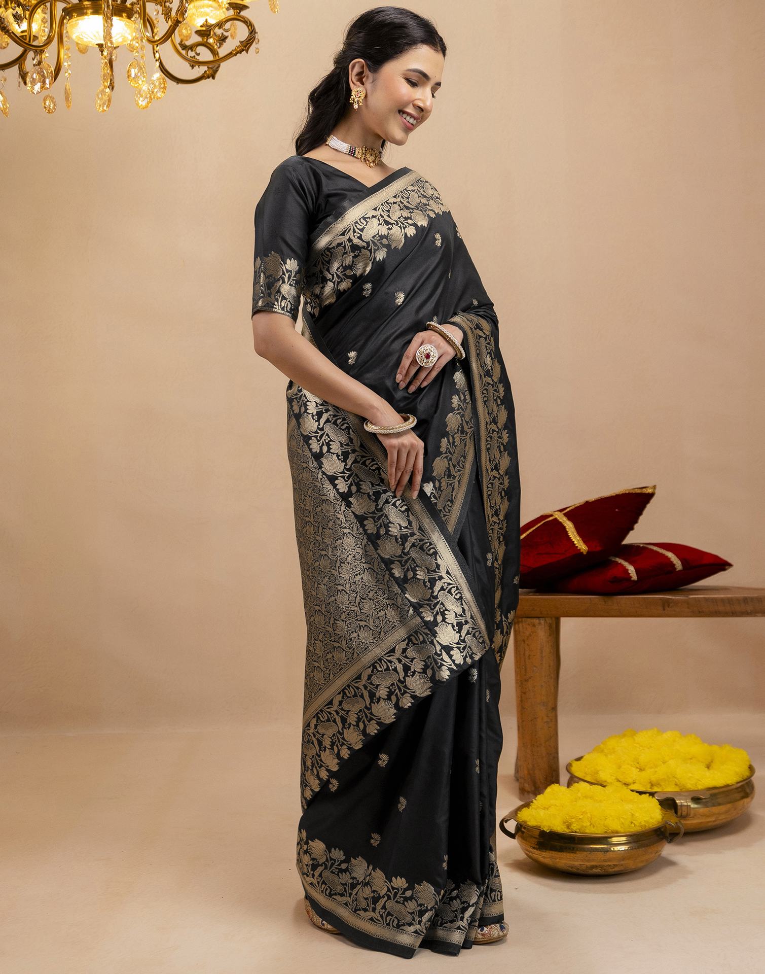 Black Silk Woven Banarasi Saree