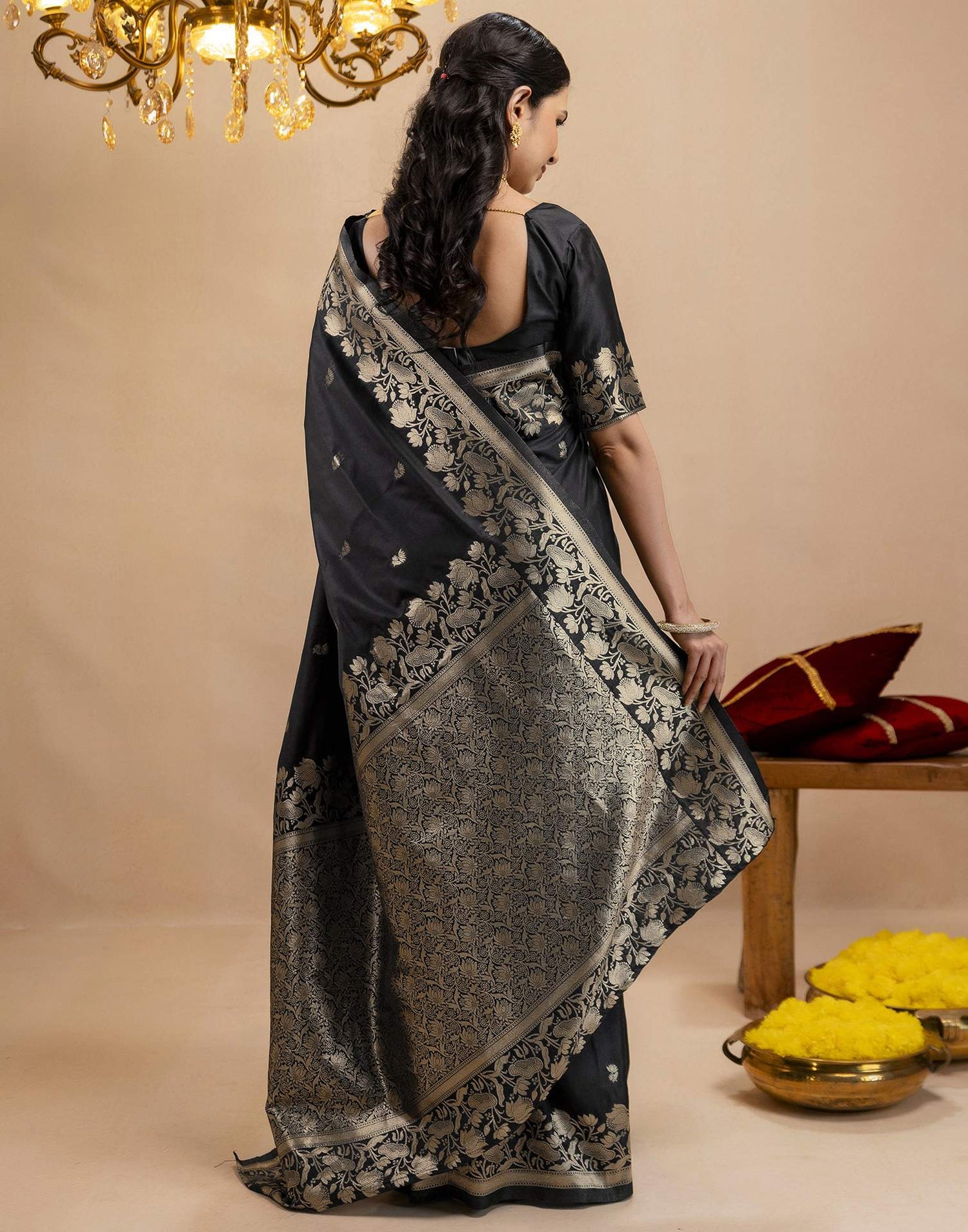 Black Silk Woven Banarasi Saree