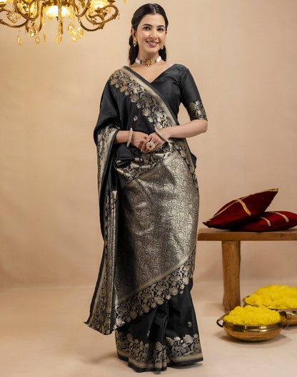 Black Silk Woven Banarasi Saree