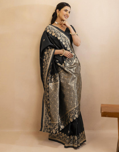 Black Silk Woven Banarasi Saree