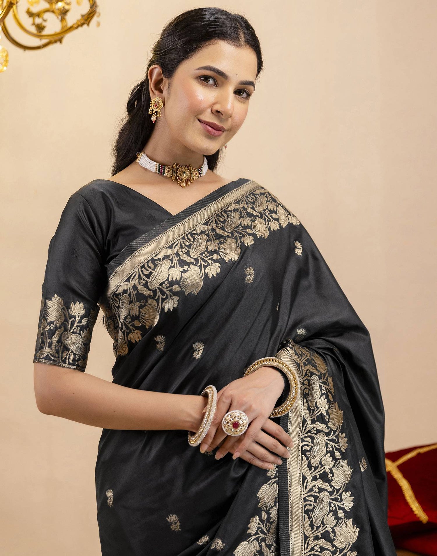 Black Silk Woven Banarasi Saree