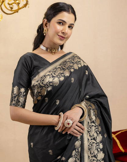Black Silk Woven Banarasi Saree