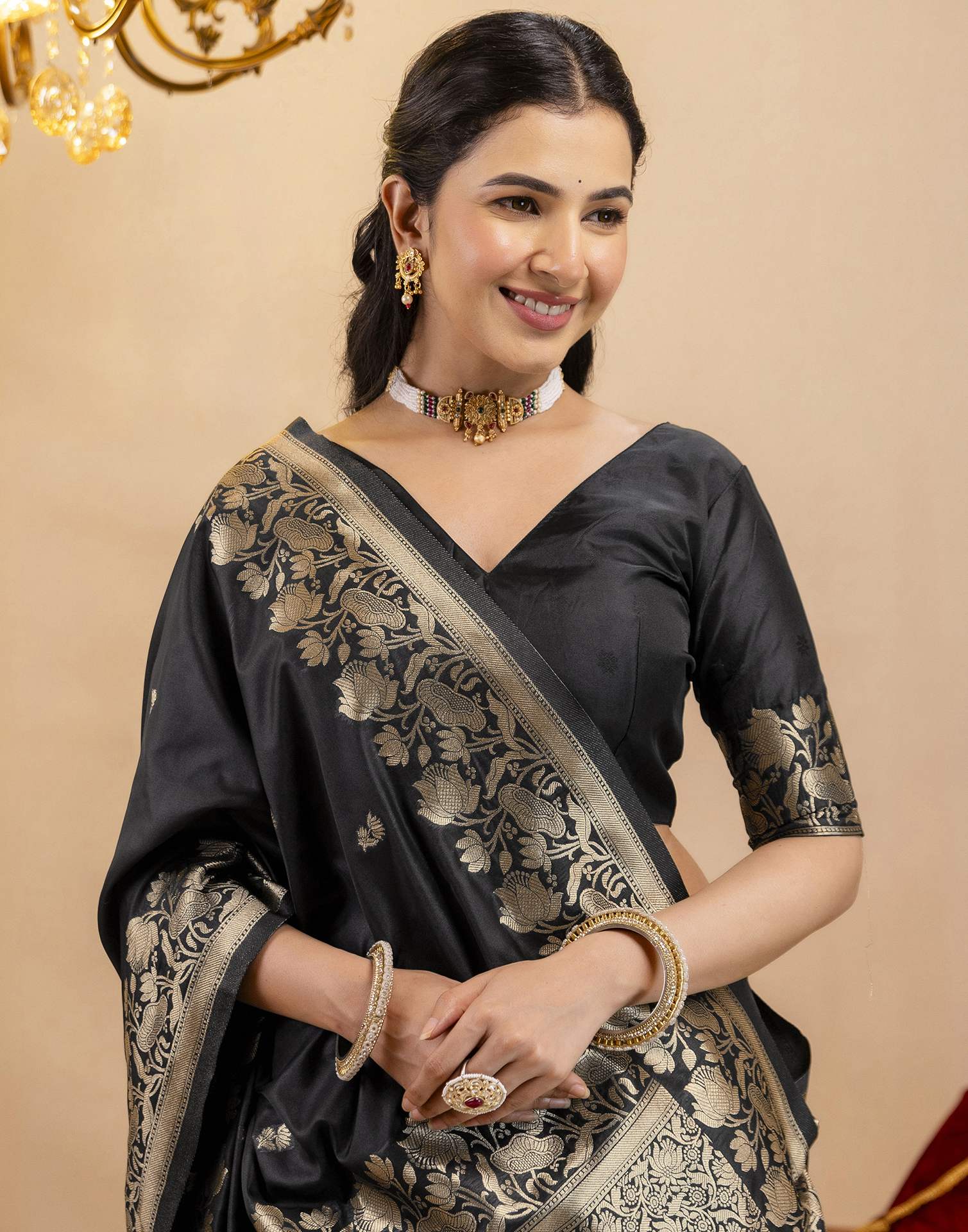 Black Silk Woven Banarasi Saree