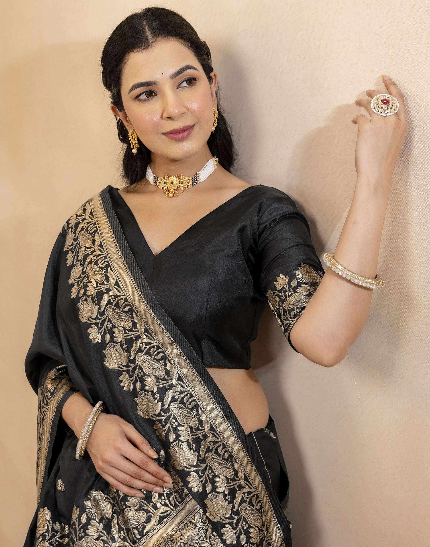 Black Silk Woven Banarasi Saree