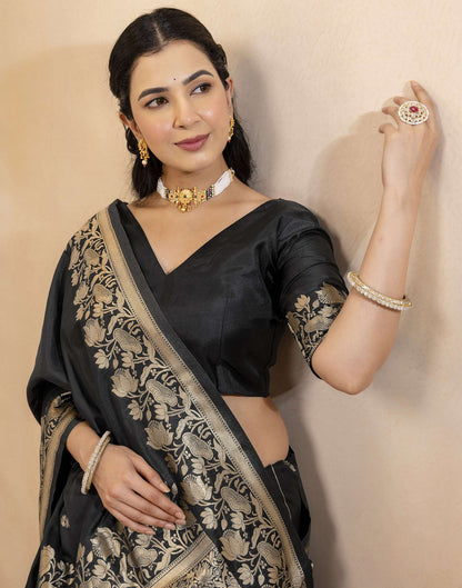 Black Silk Woven Banarasi Saree