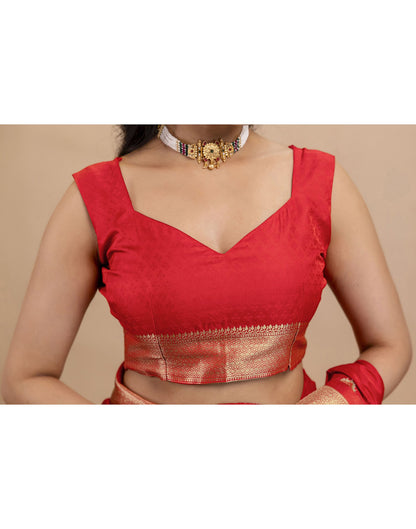 Red Silk Woven Banarasi Saree