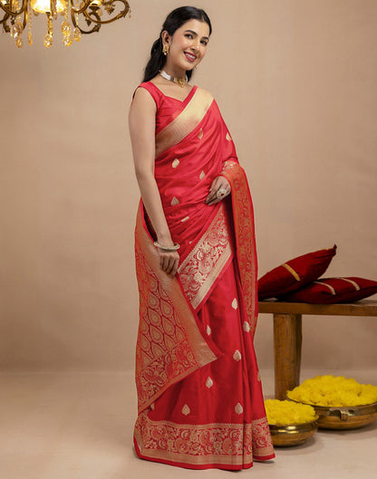 Red Silk Woven Banarasi Saree