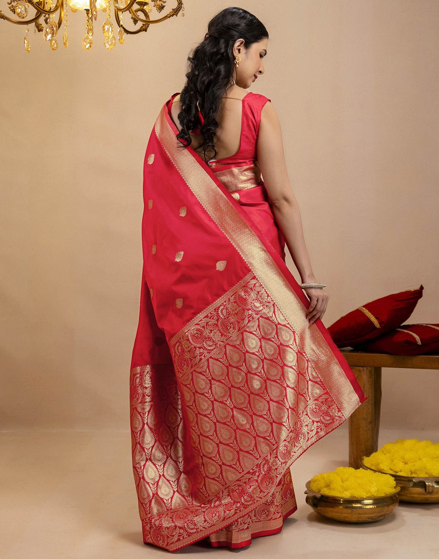 Red Silk Woven Banarasi Saree