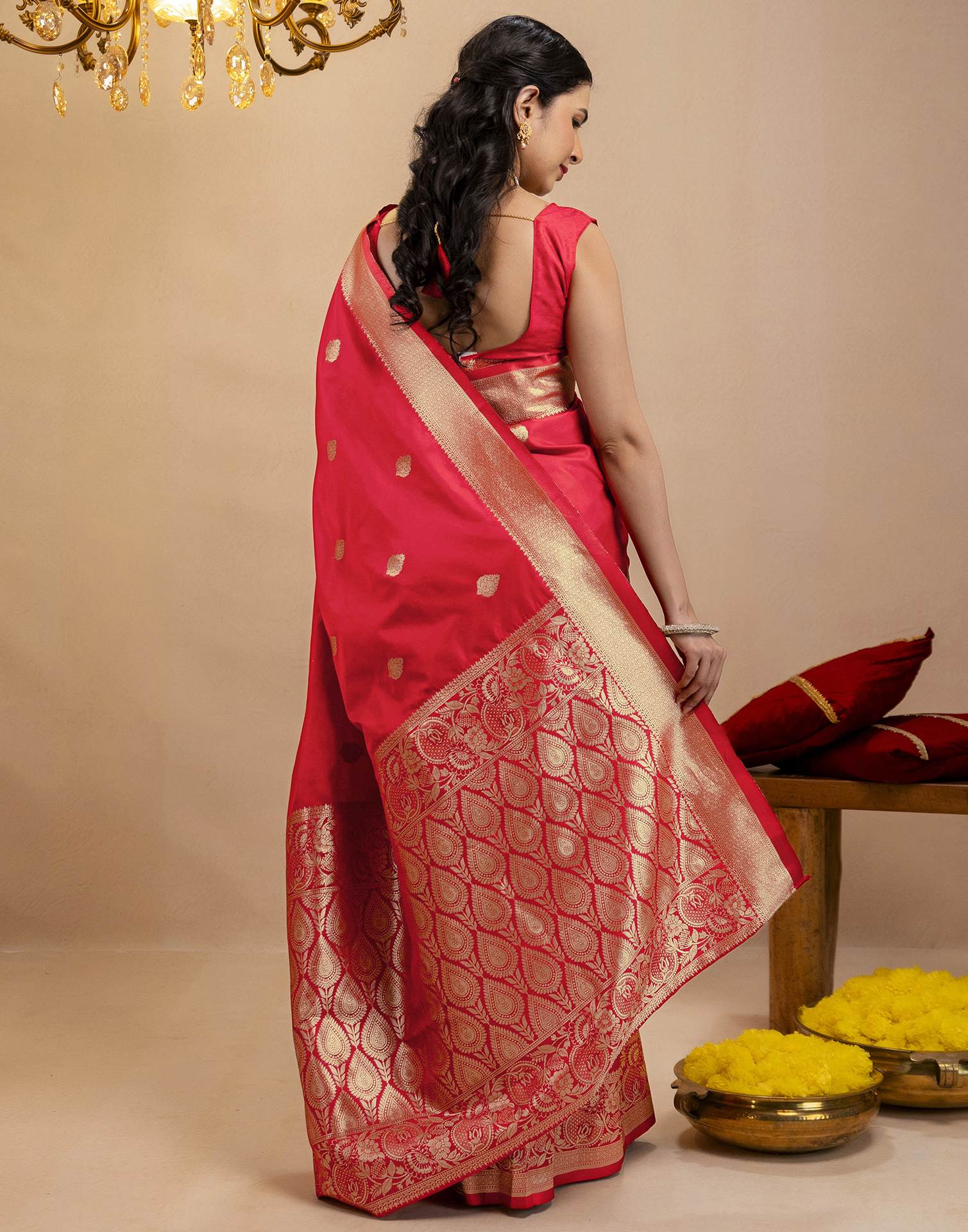 Red Silk Woven Banarasi Saree