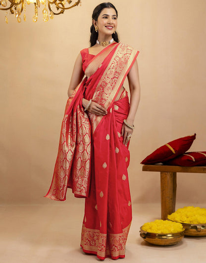 Red Silk Woven Banarasi Saree