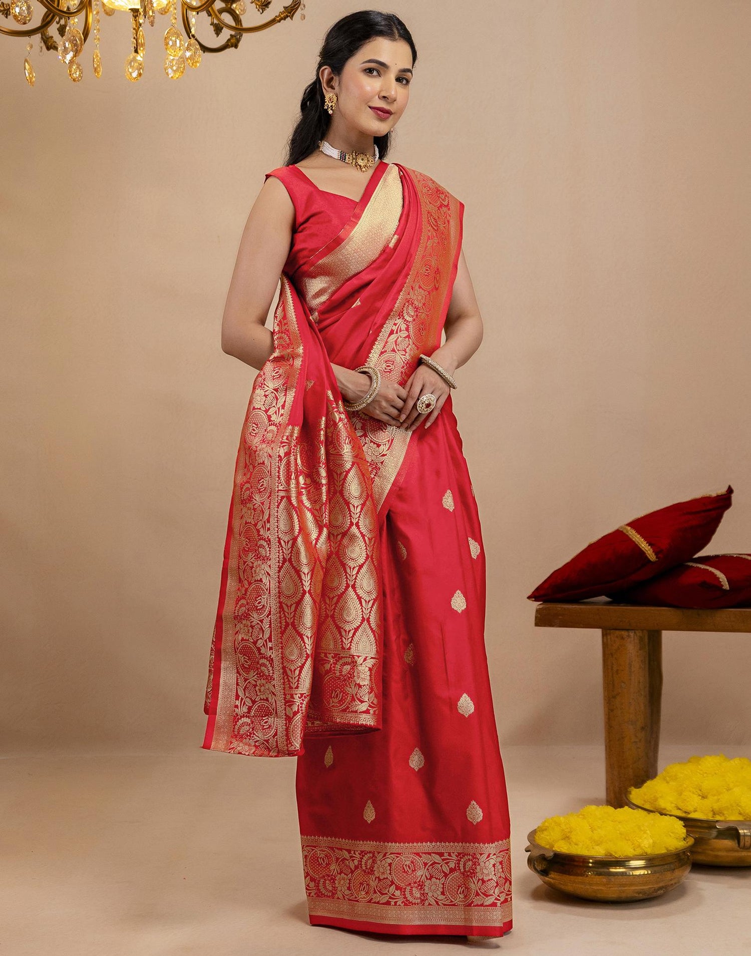 Red Silk Woven Banarasi Saree