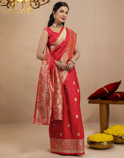 Red Silk Woven Banarasi Saree