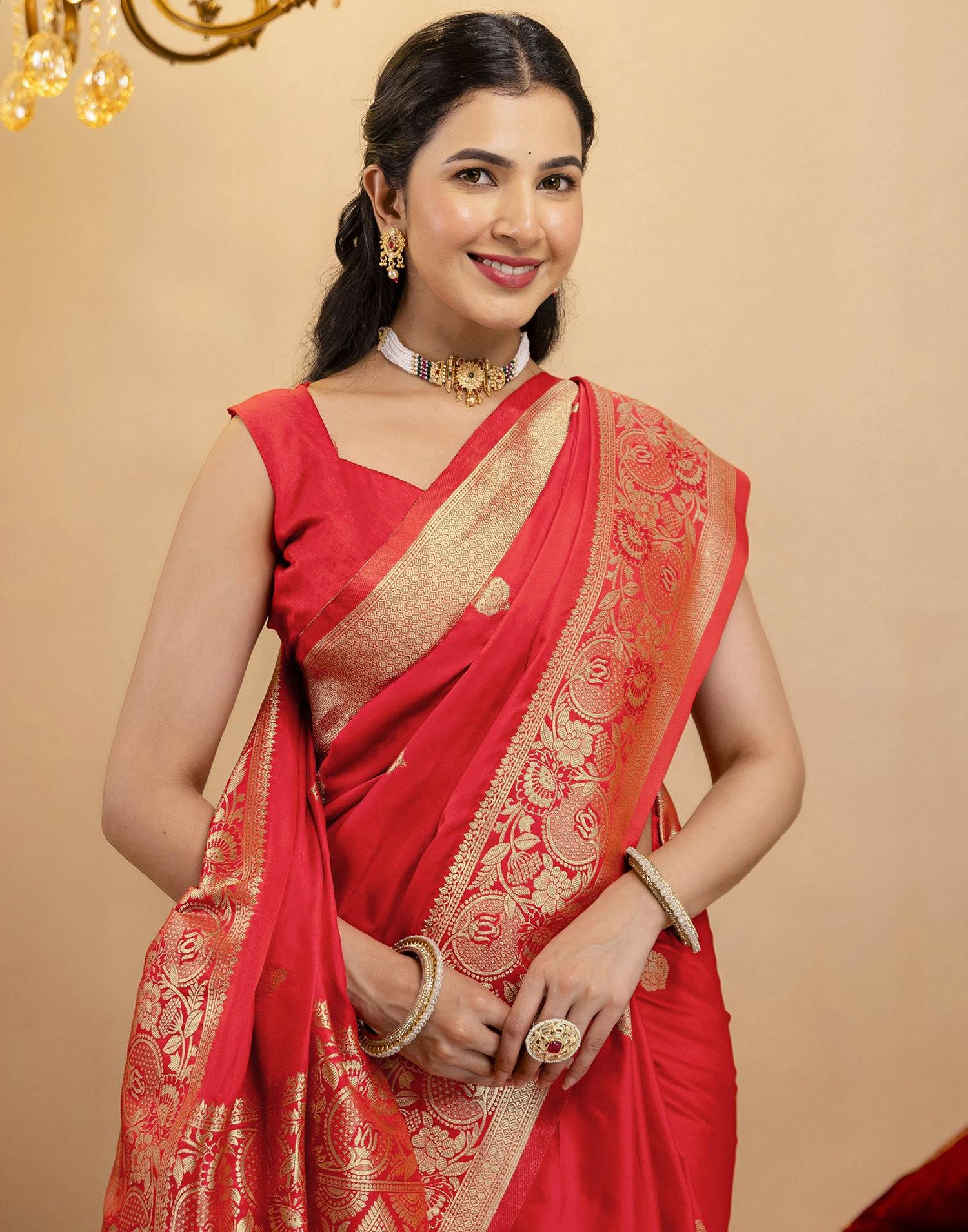 Red Silk Woven Banarasi Saree