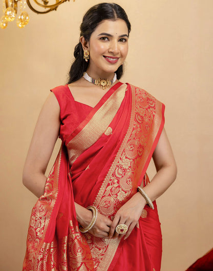 Red Silk Woven Banarasi Saree