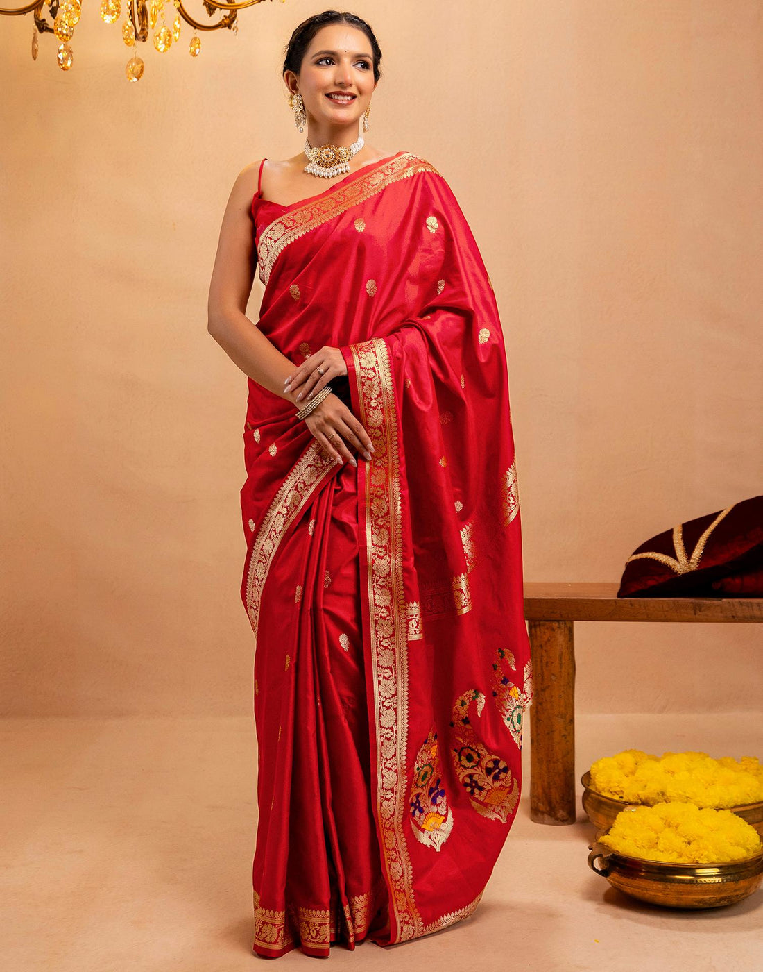 Red Silk Woven Banarasi Saree
