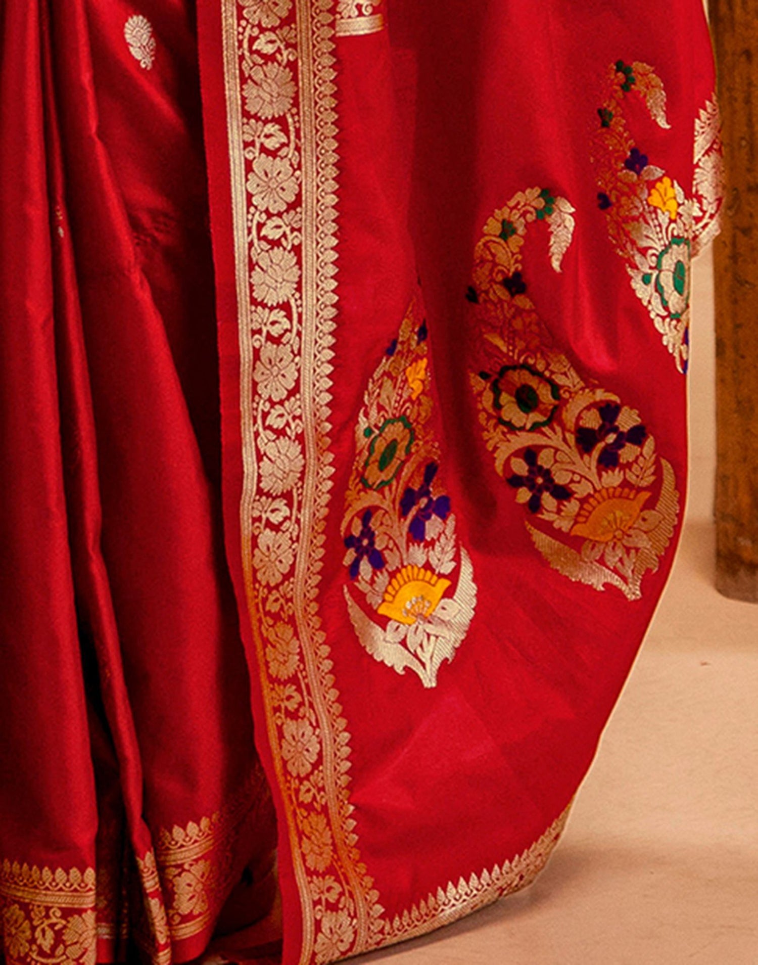 Red Silk Woven Banarasi Saree
