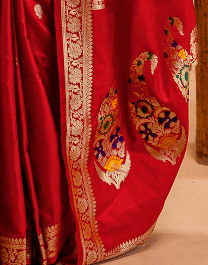 Red Silk Woven Banarasi Saree