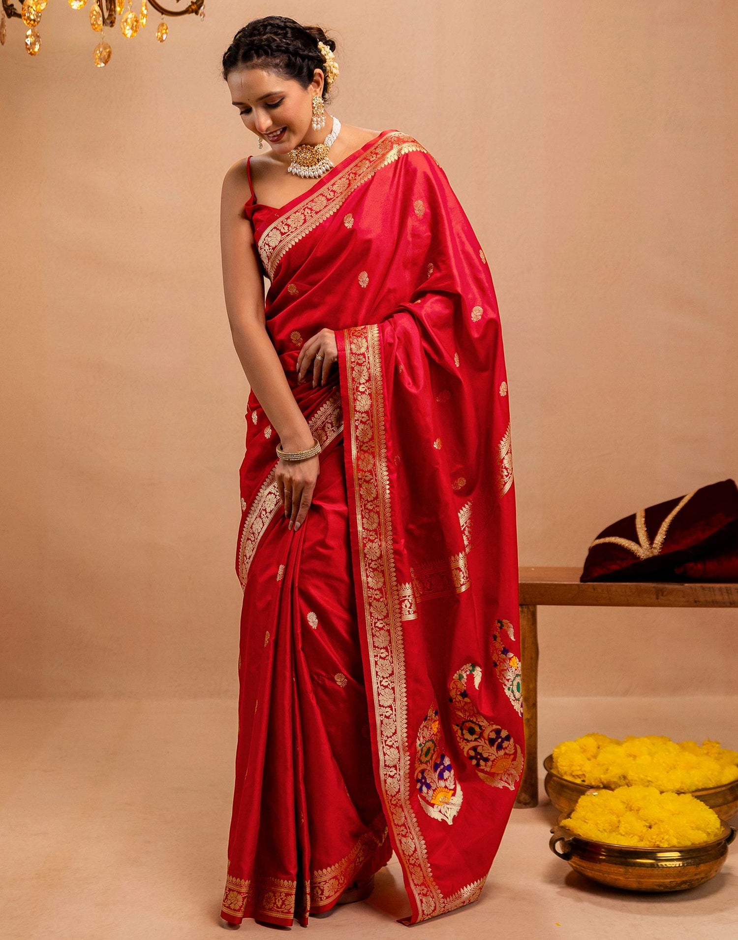 Red Silk Woven Banarasi Saree