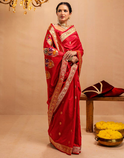 Red Silk Woven Banarasi Saree