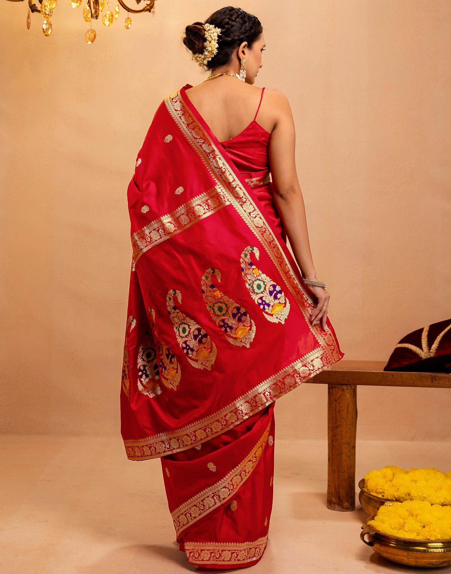 Red Silk Woven Banarasi Saree