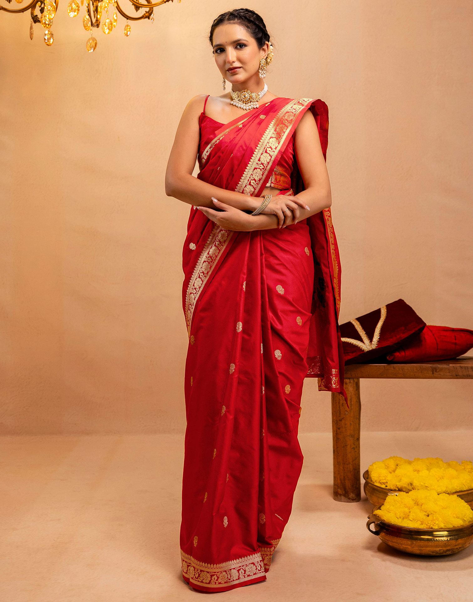 Red Silk Woven Banarasi Saree