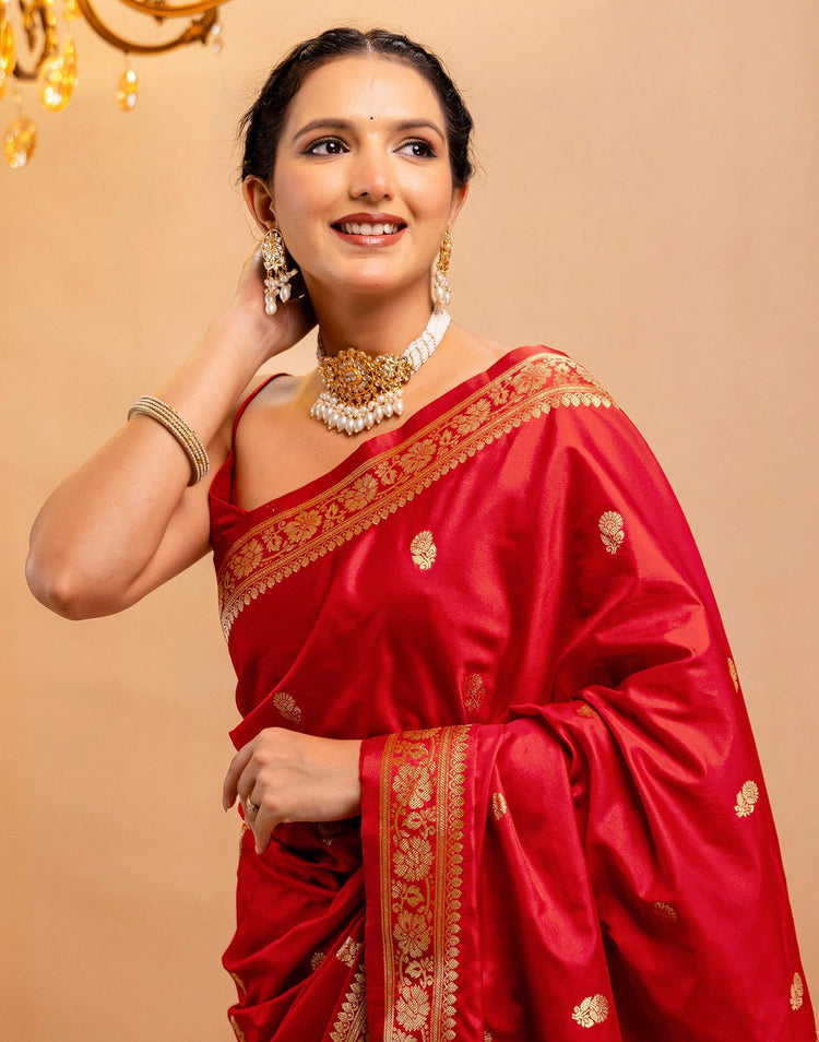 Red Silk Woven Banarasi Saree