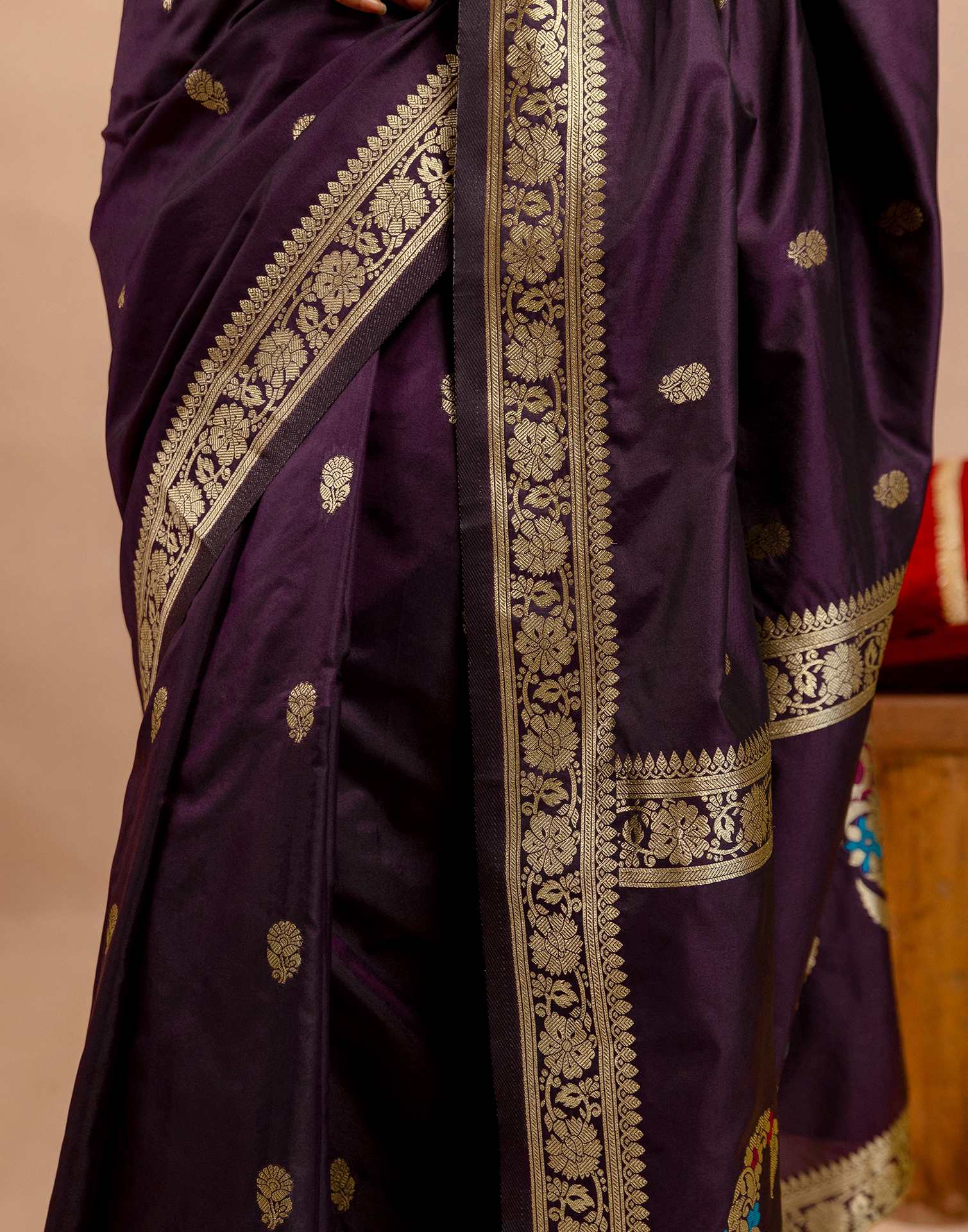 Dark Purple Silk Woven Banarasi Saree