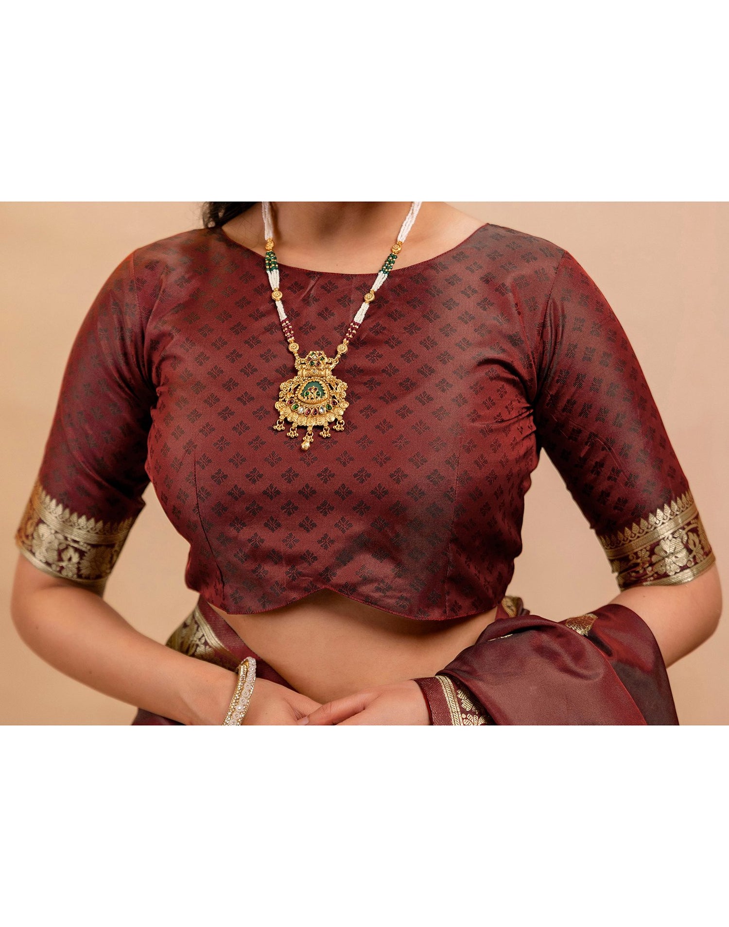 Maroon Silk Woven Banarasi Saree