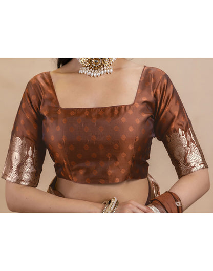 Brown Silk Woven Banarasi Saree