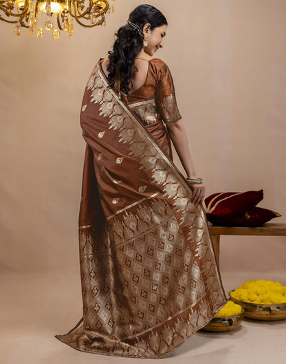 Brown Silk Woven Banarasi Saree