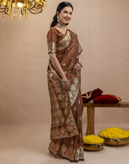 Brown Silk Woven Banarasi Saree