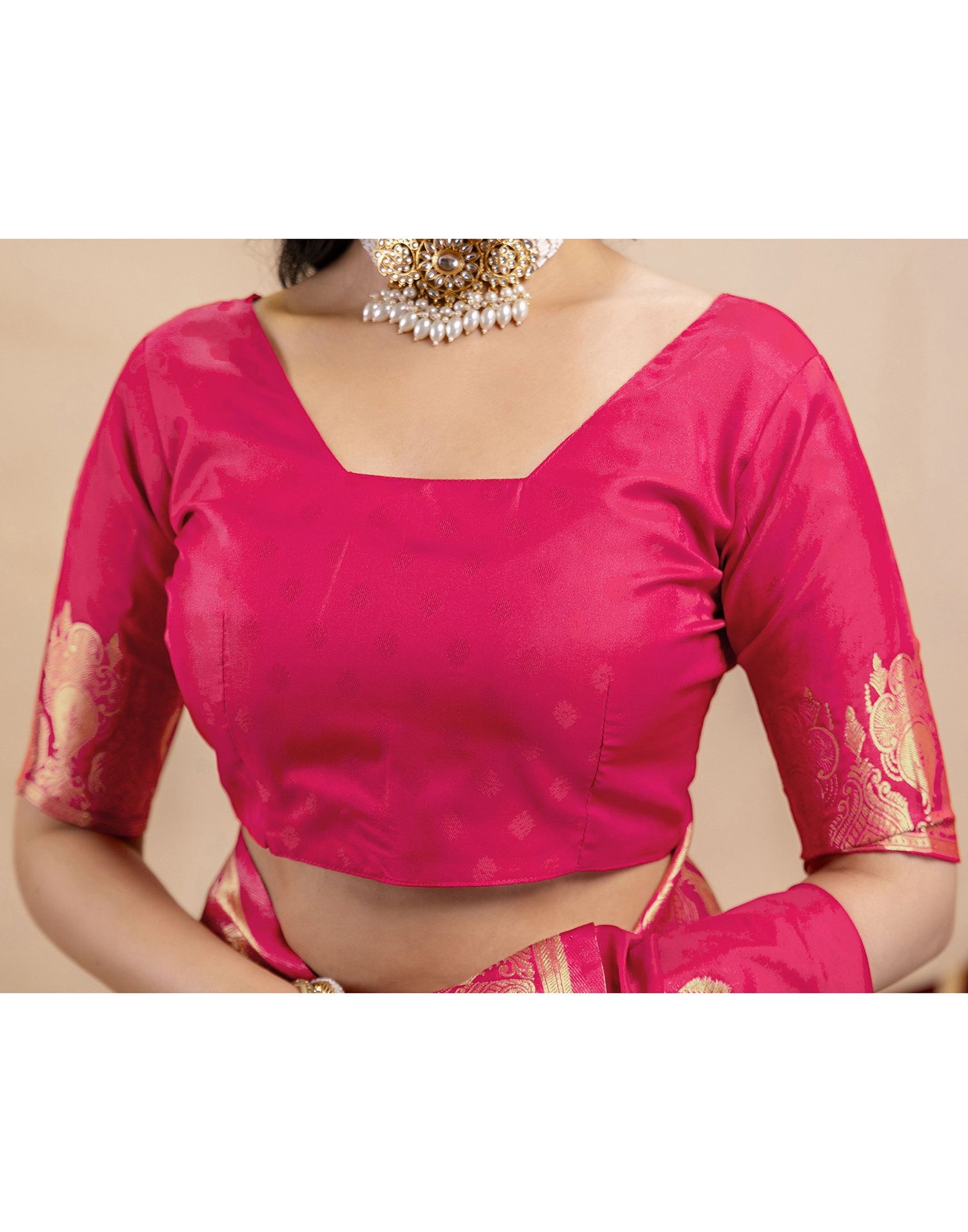 Pink Silk Woven Banarasi Saree