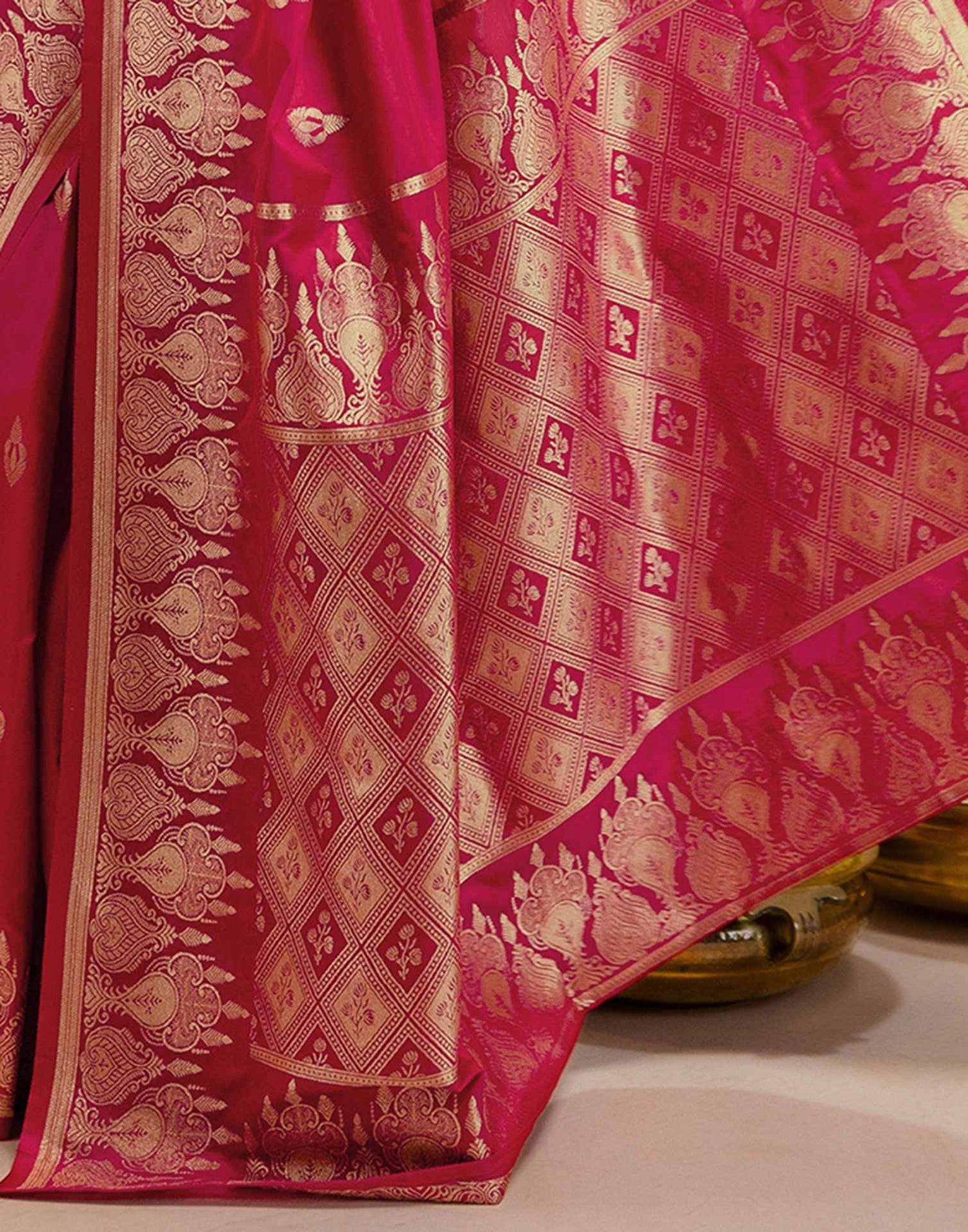 Pink Silk Woven Banarasi Saree