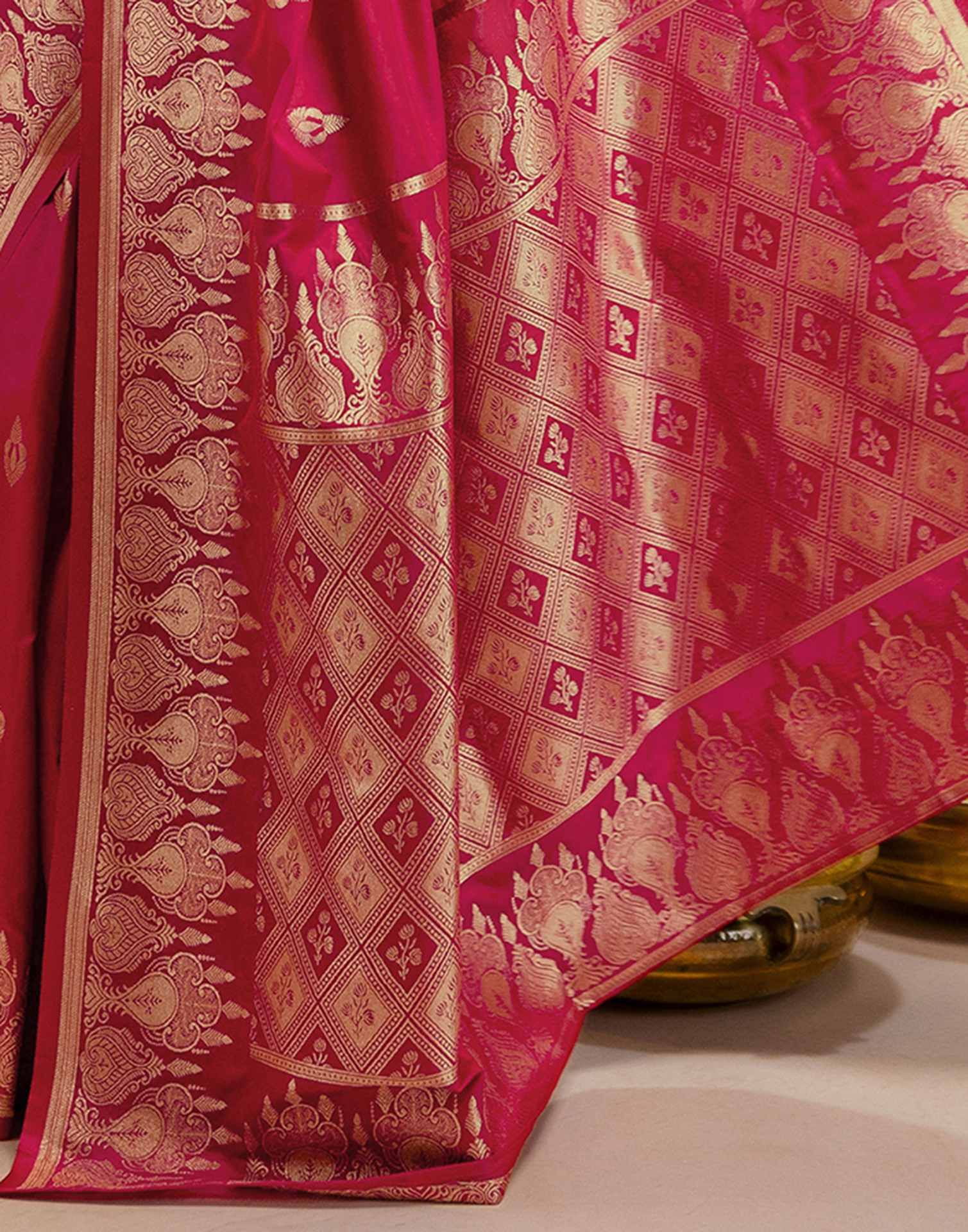 Pink Silk Woven Banarasi Saree