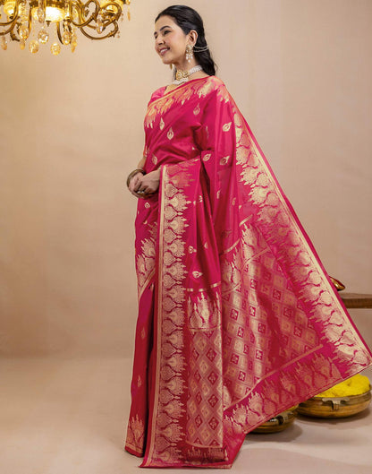 Pink Silk Woven Banarasi Saree