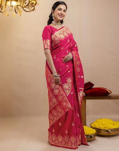 Pink Silk Woven Banarasi Saree