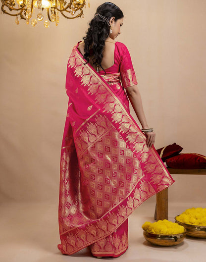 Pink Silk Woven Banarasi Saree