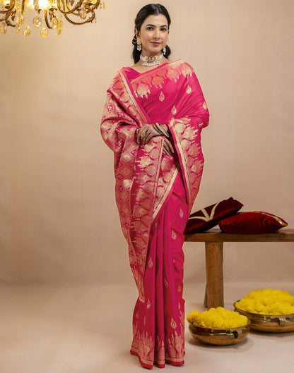 Pink Silk Woven Banarasi Saree