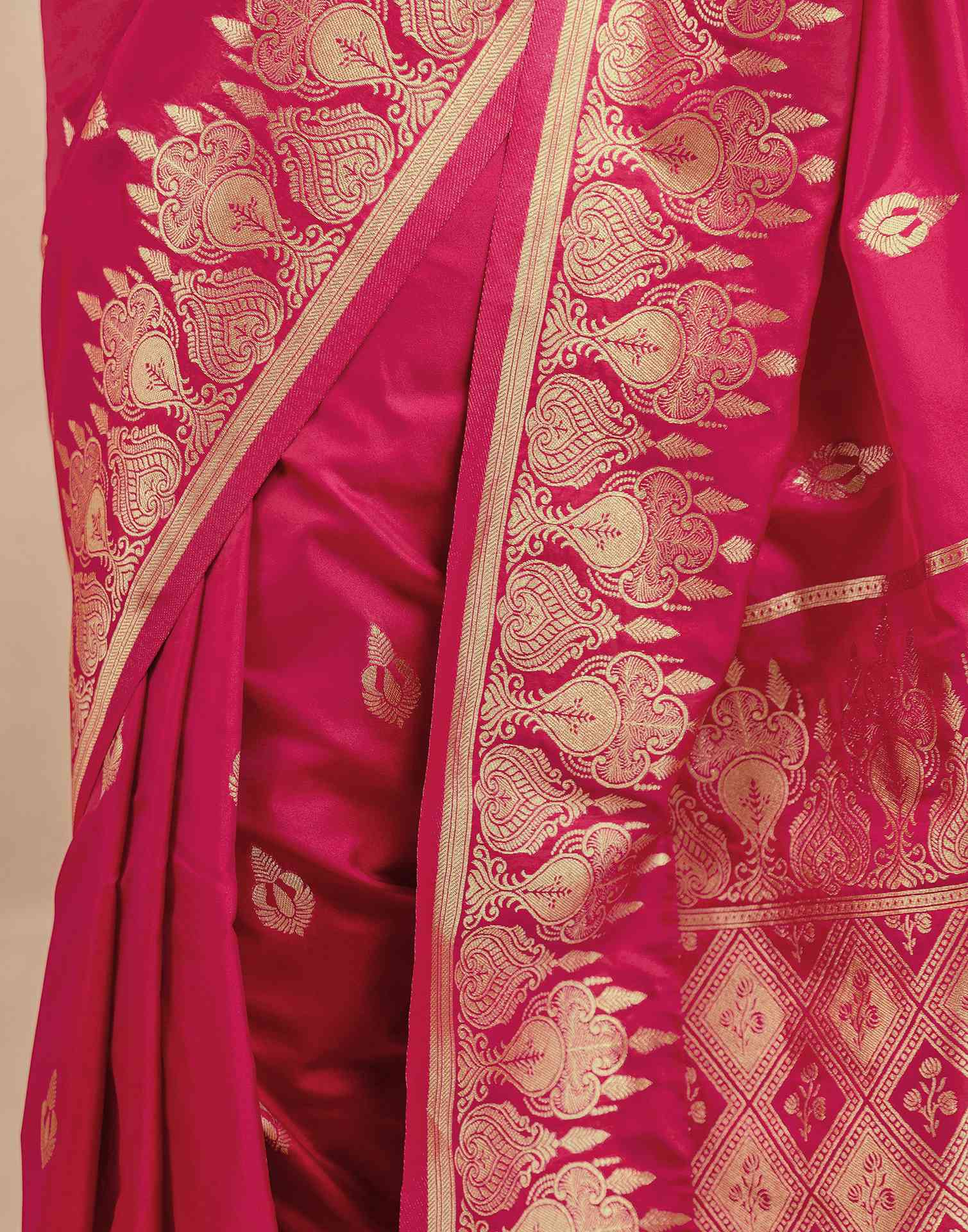 Pink Silk Woven Banarasi Saree