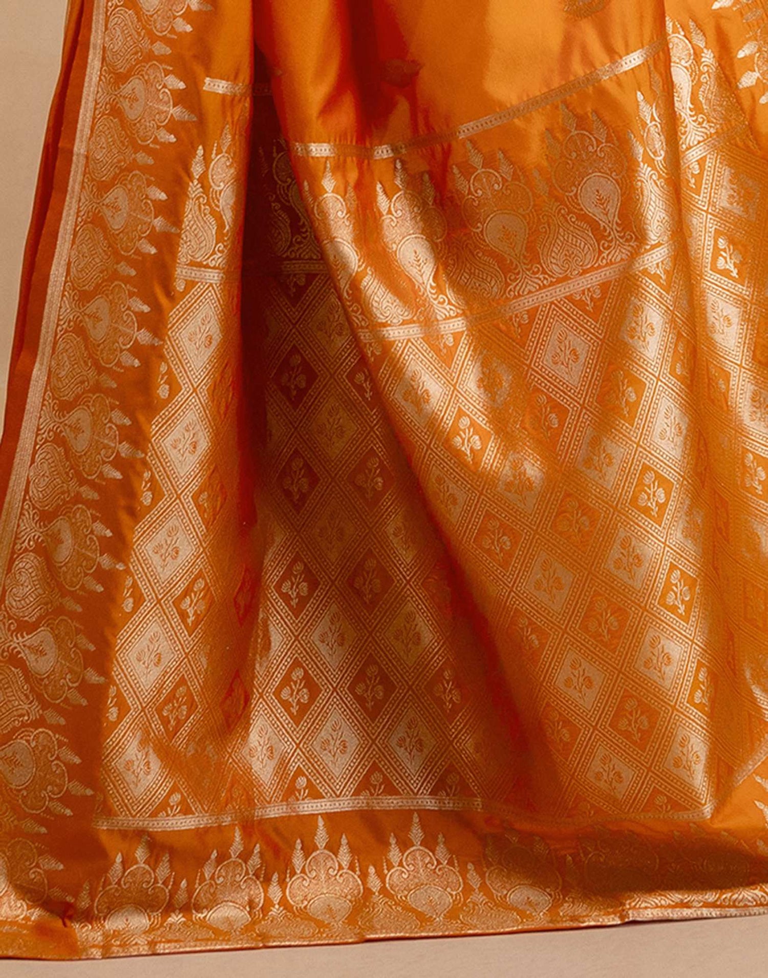 Orange Silk Woven Banarasi Saree