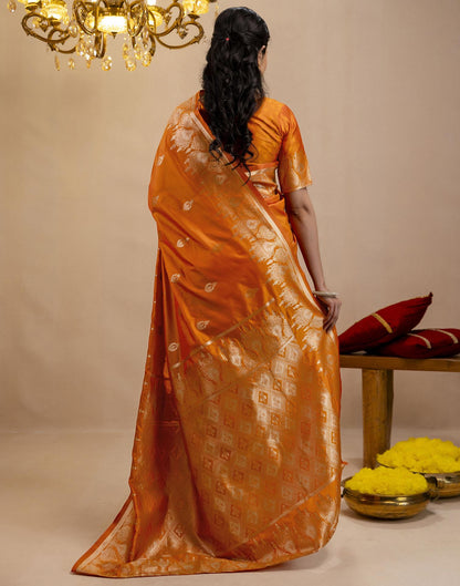 Orange Silk Woven Banarasi Saree